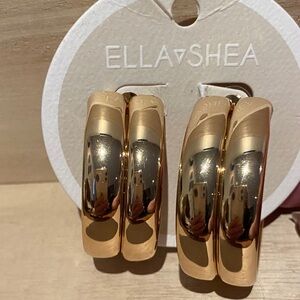 New Ella Shea Large 2” Gold Hoop Earrings with posts